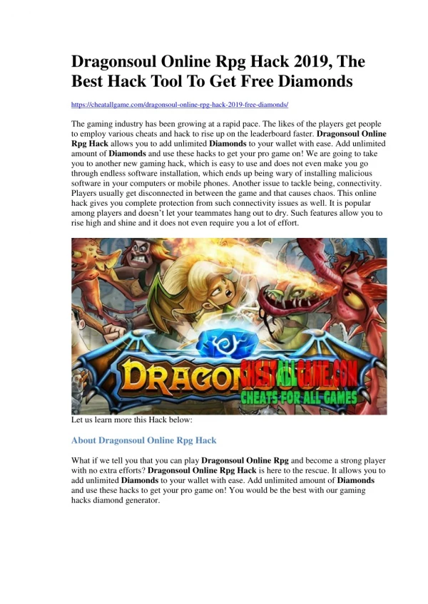Dragonsoul Online Rpg Hack 2019, The Best Hack Tool To Get Free Diamonds