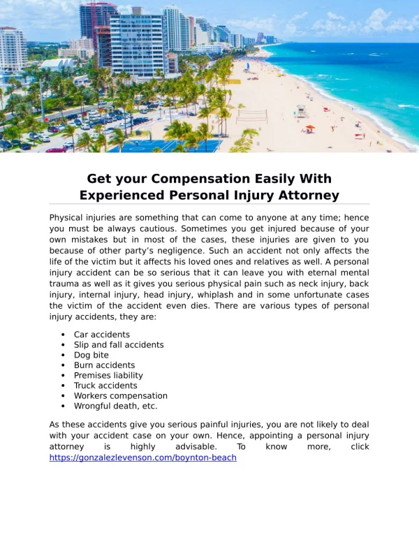 Get your Compensation Easily With Experienced Personal Injury Attorney