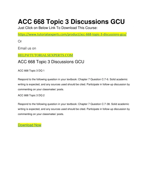 ACC 668 Topic 3 Discussions GCU