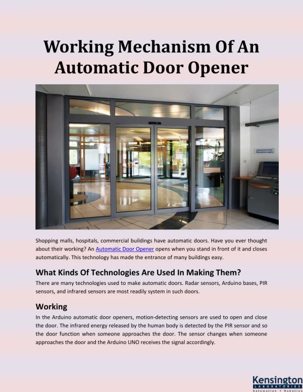 Working Mechanism Of An Automatic Door Opener