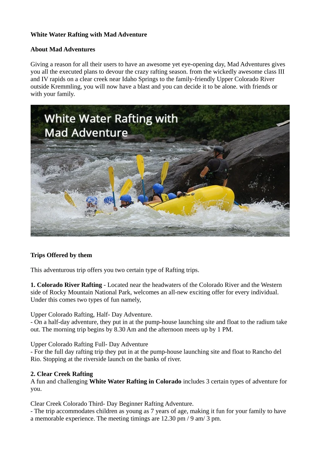 white water rafting with mad adventure