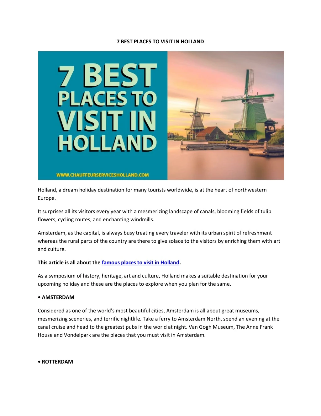 7 best places to visit in holland
