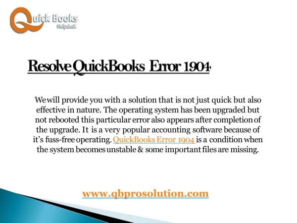 Guidelines to Remove QuickBooks error 1904