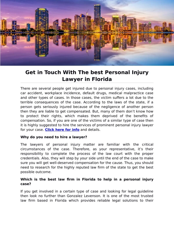 Get in Touch With The best Personal Injury Lawyer in Florida