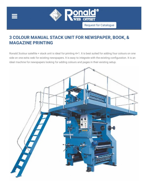 Best 3 Colour Manual Stack Unit for Newspaper Printing | Ronald India