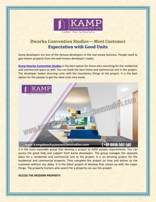 Dwarka Convention Studios — Meet Customer Expectation with Good Units