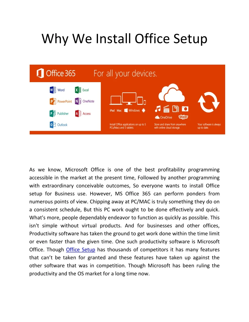 why we install office setup