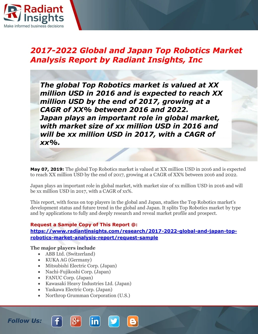 2017 2022 global and japan top robotics market