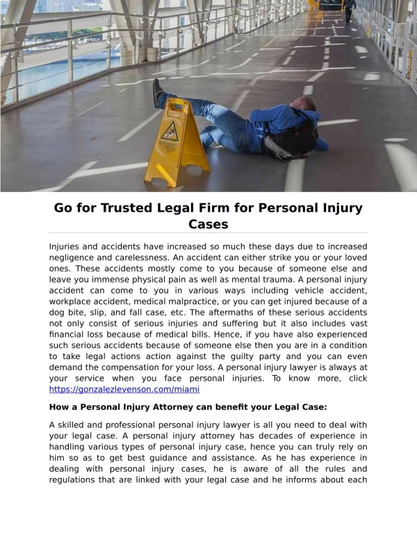 Go for Trusted Legal Firm for Personal Injury Cases
