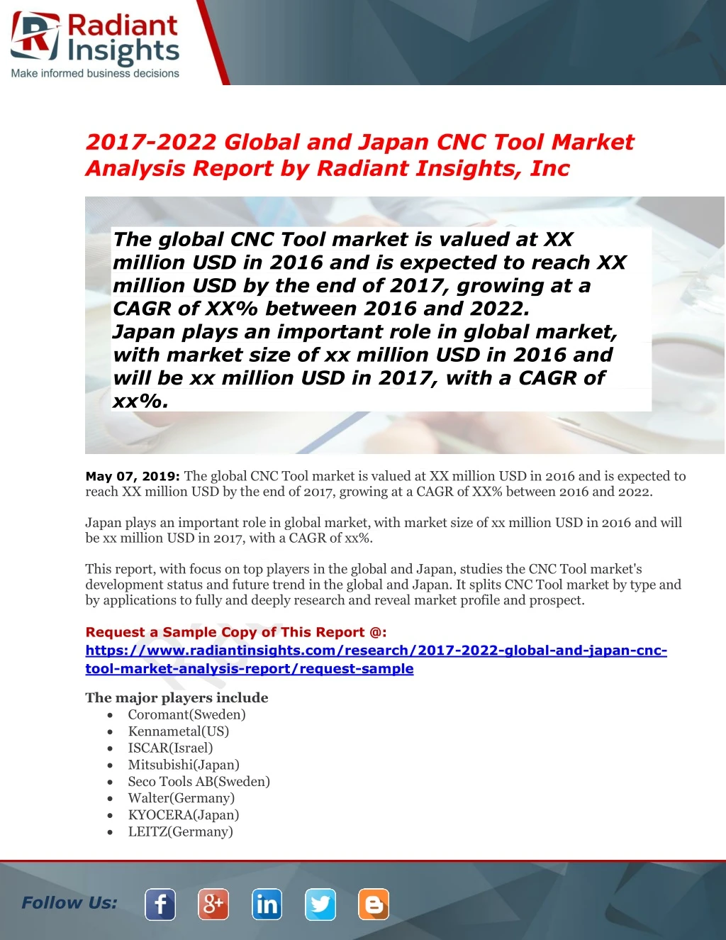 2017 2022 global and japan cnc tool market