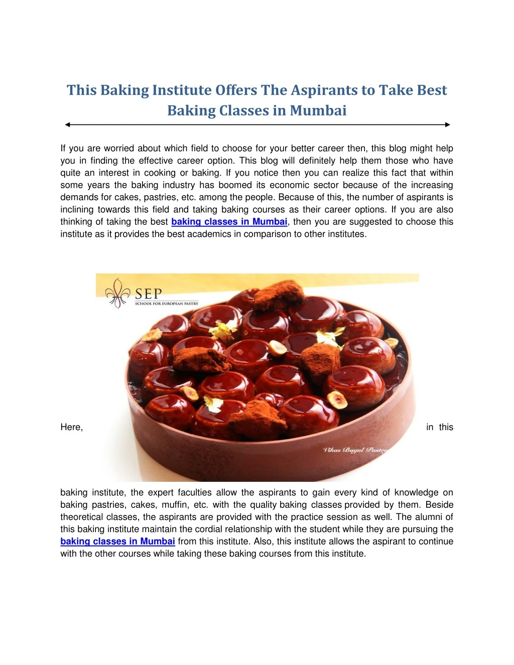 this baking institute offers the aspirants