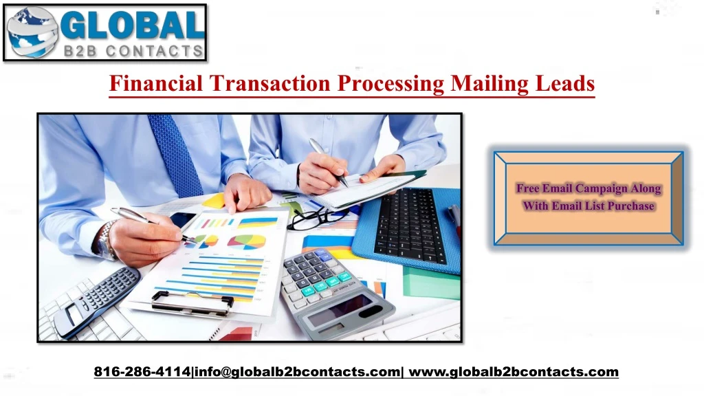 financial transaction processing mailing leads