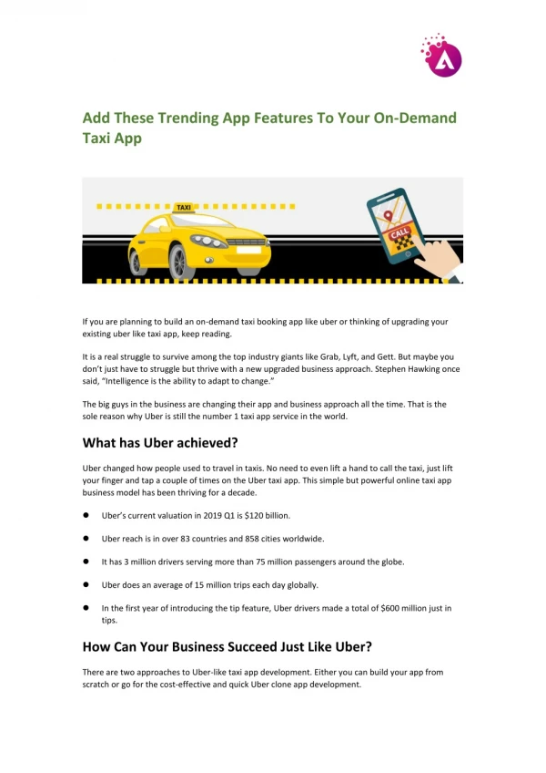 Add These Trending App Features To Your On-Demand Taxi App