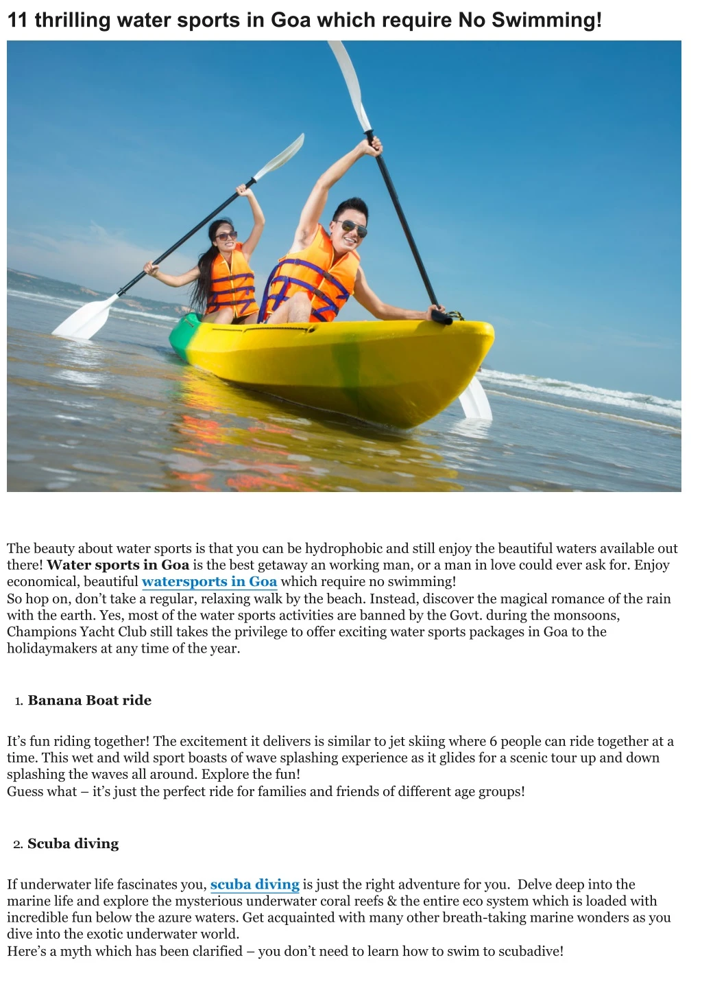 11 thrilling water sports in goa which require