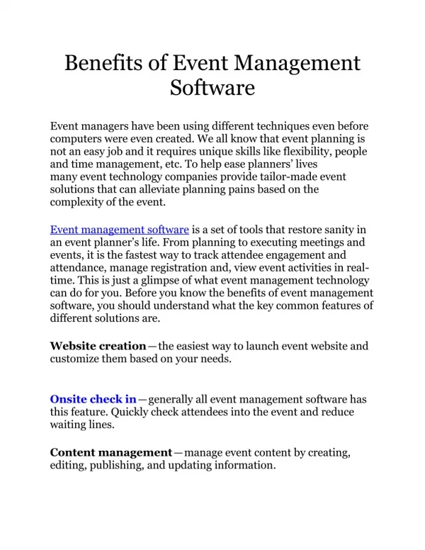 Benefits of Event Management Software