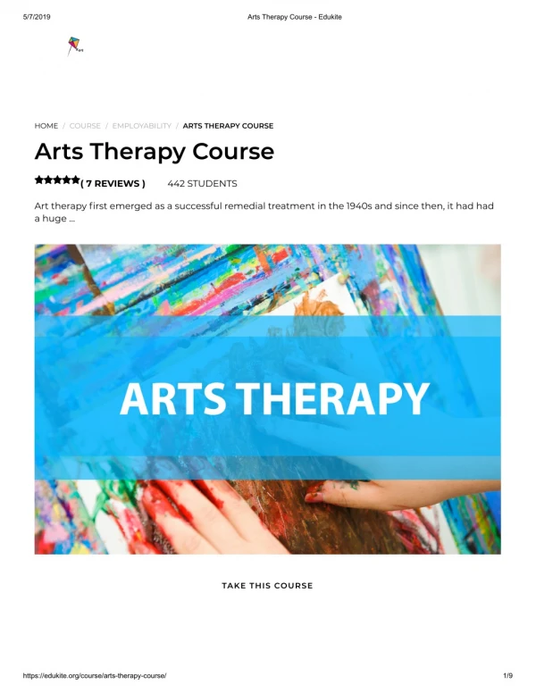Arts Therapy Course - Edukite