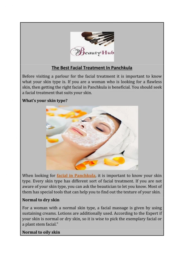 The Best Facial Treatment In Panchkula