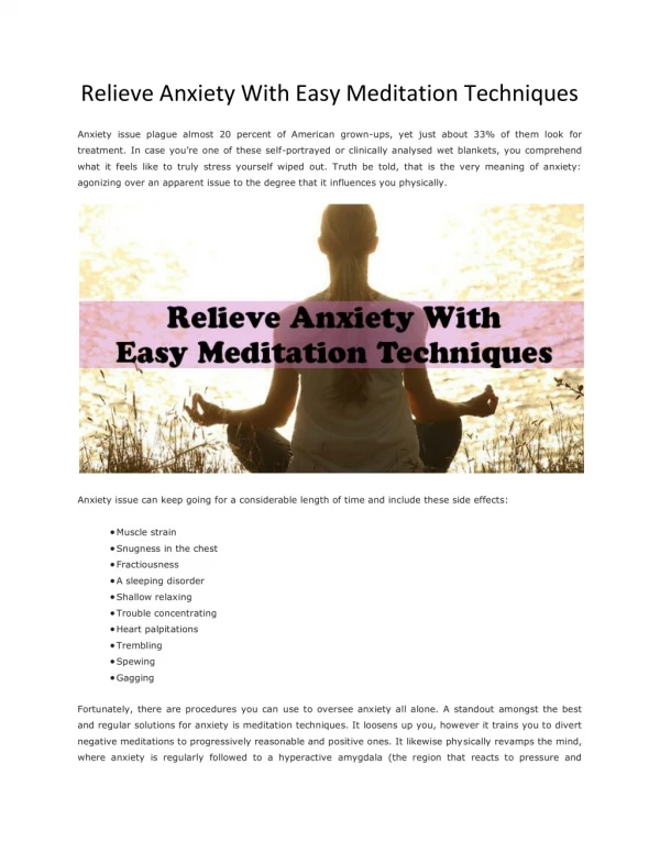 Relieve Anxiety With Easy Meditation Techniques