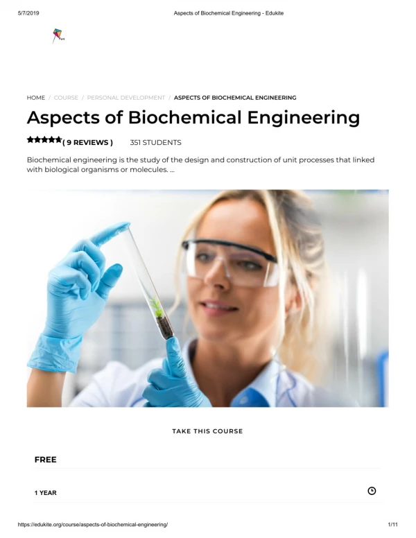 Aspects of Biochemical Engineering - Edukite