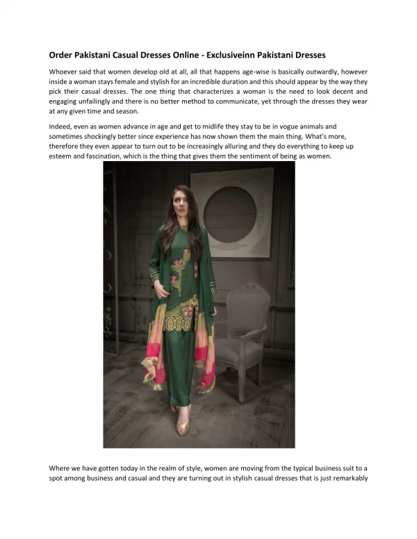 Order Pakistani Casual Dresses Online - Exclusiveinn Pakistani Dresses