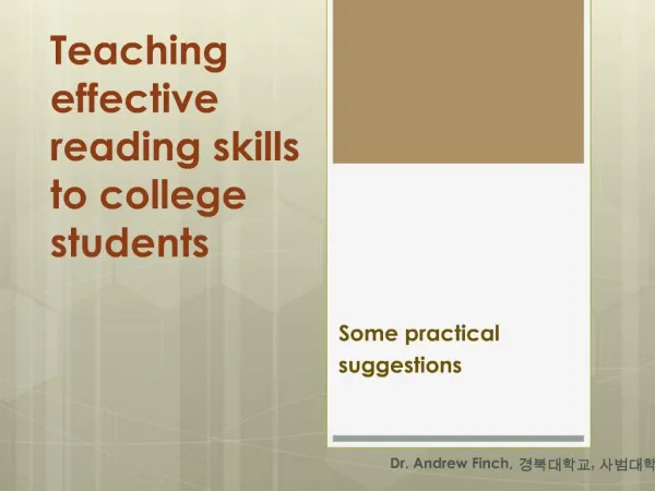 Teaching effective reading skills to college students