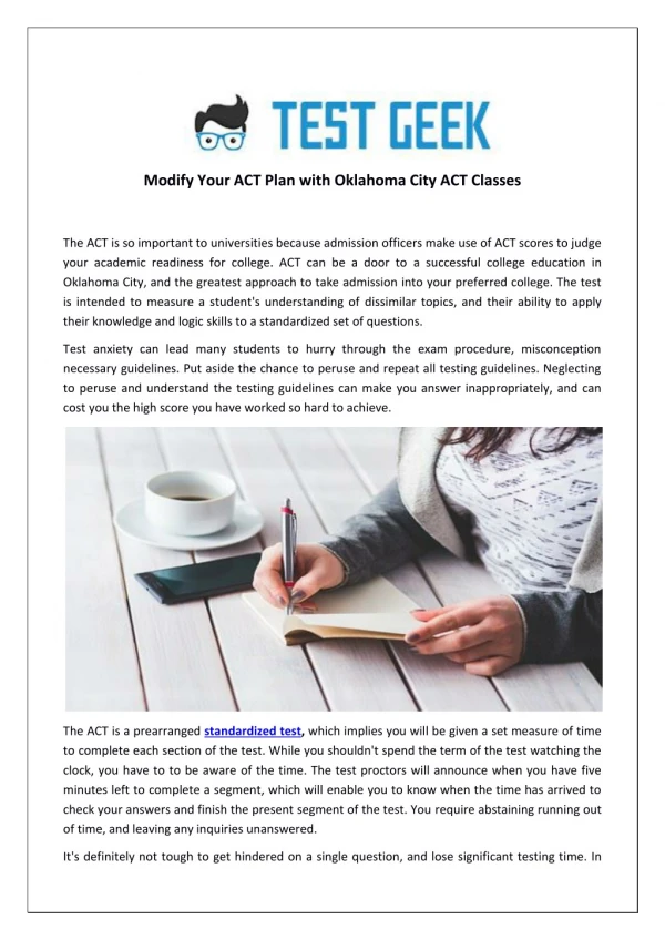 Modify Your ACT Plan with Oklahoma City ACT Classes