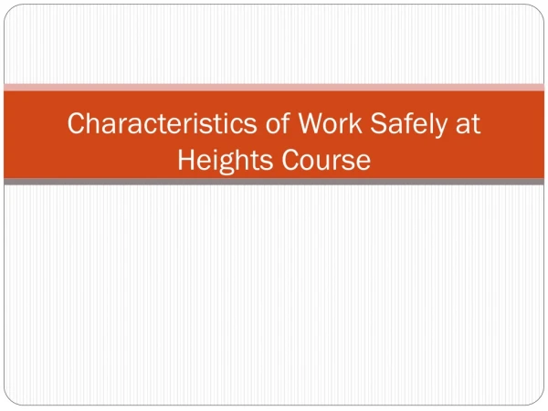 Brief About Work Safely at Heights Course