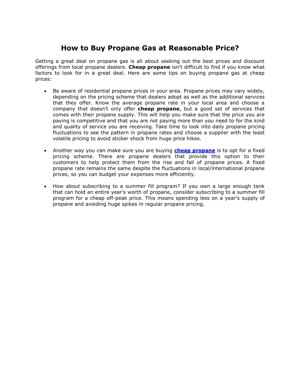 how to buy propane gas at reasonable price