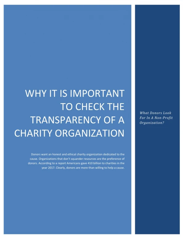 What Donors Look For In A Non-Profit Organization?