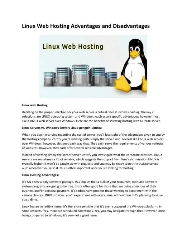 Linux Web Hosting Advantages and Disadvantages