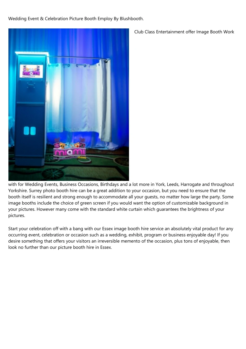 wedding event celebration picture booth employ