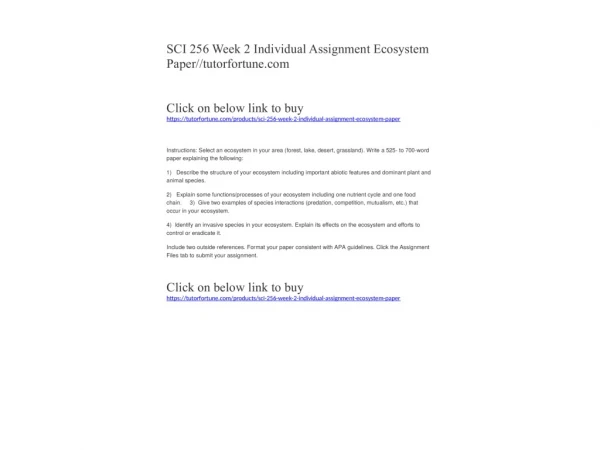 SCI 256 Week 2 Individual Assignment Ecosystem Paper//tutorfortune.com