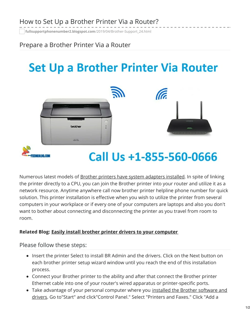 how to set up a brother printer via a router