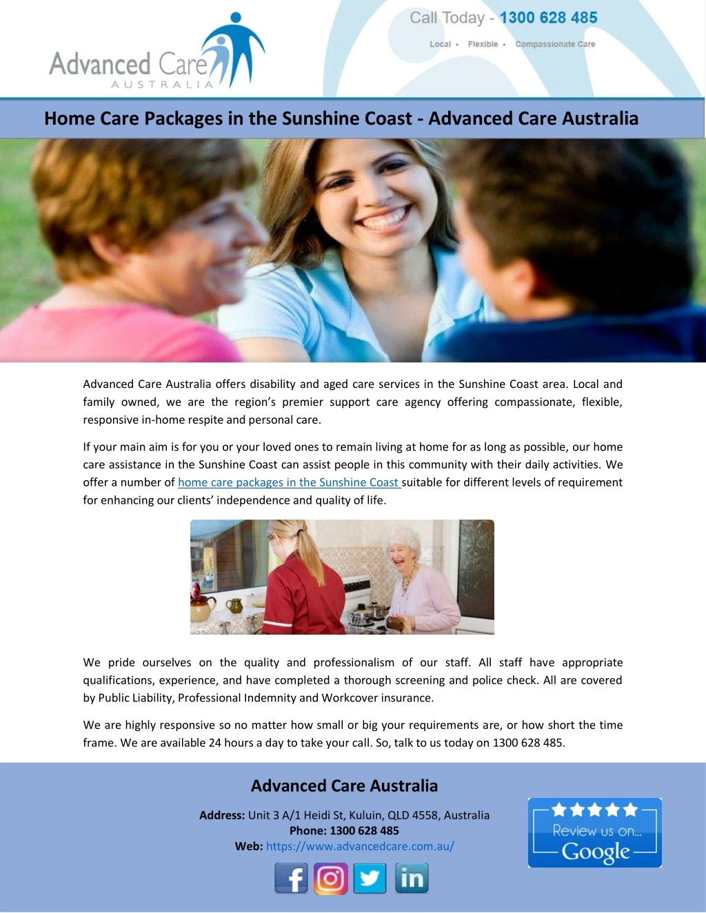 home care packages in the sunshine coast advanced