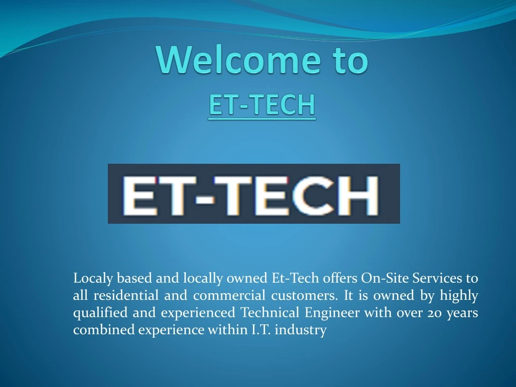 welcome to et tech