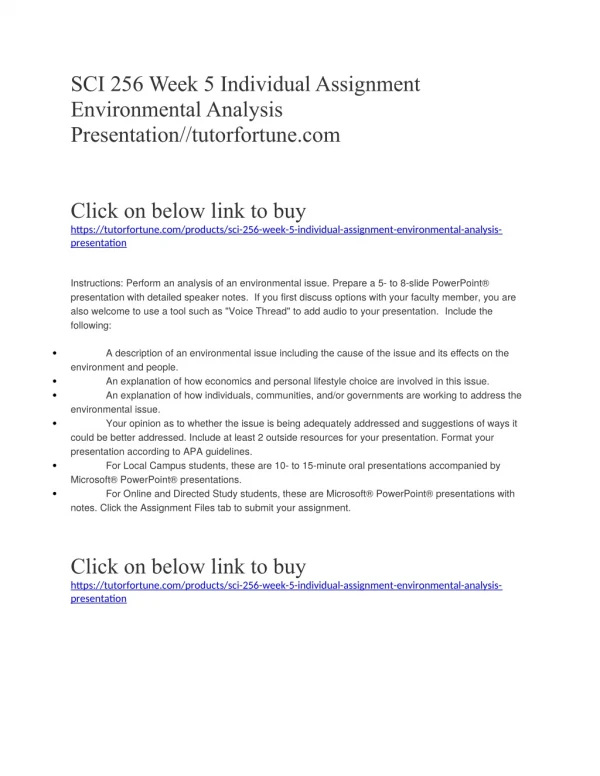 SCI 256 Week 5 Individual Assignment Environmental Analysis Presentation//tutorfortune.com