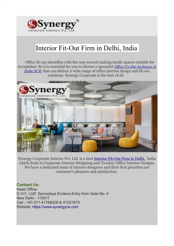 Interior Fit-Out Firm in Delhi, India