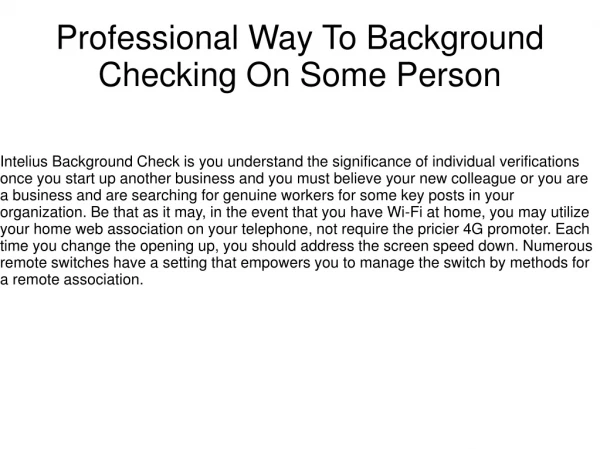 Professional Way To Background Checking On Some Person
