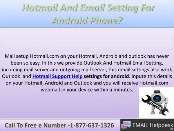 Hotmail and Email Setting For Android Phone?