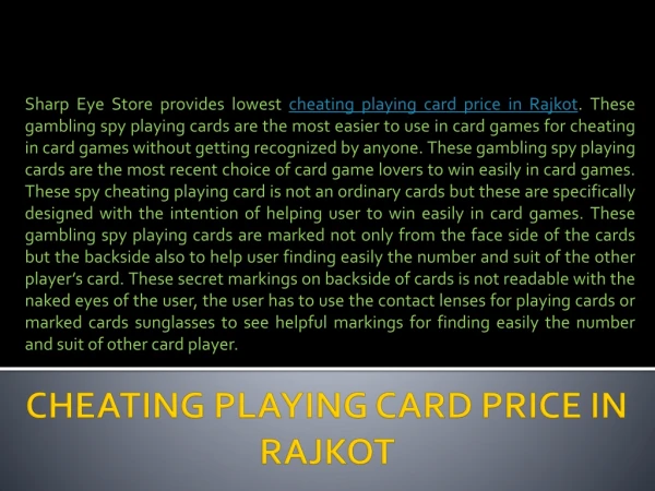 Reasonable Cheating Playing Card Price in Rajkot
