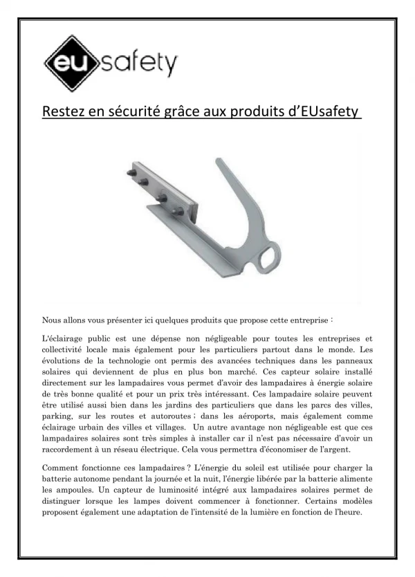 Restez en sécurité grâce aux produits d’EUsafety