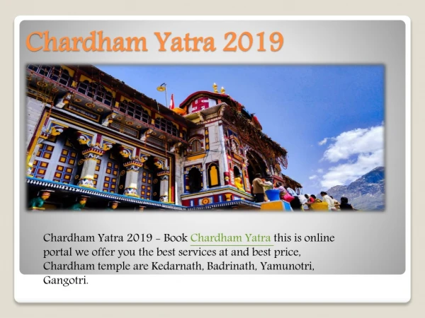 Chardham Yatra Package 2019