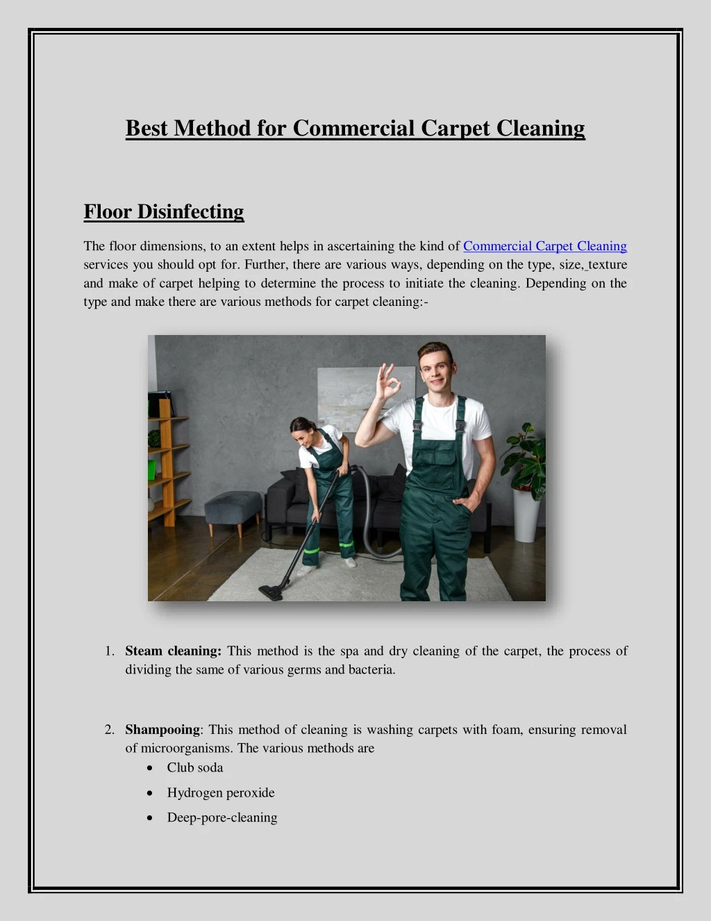 best method for commercial carpet cleaning