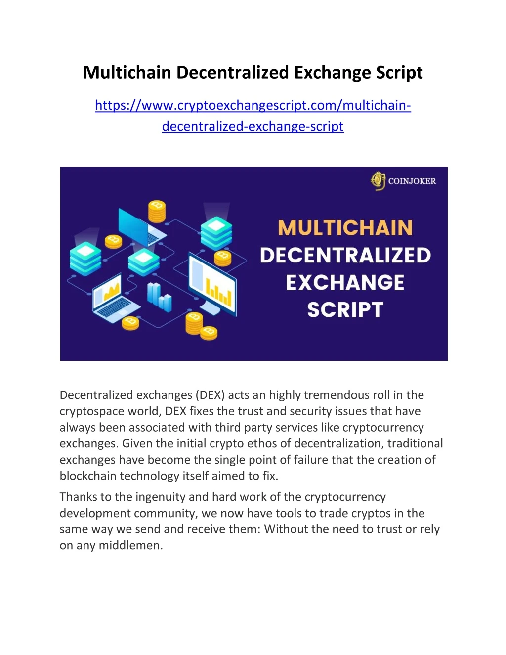 multichain decentralized exchange script