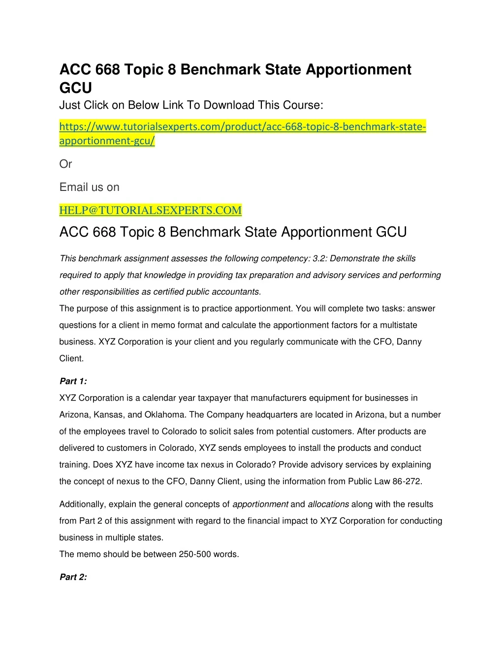 acc 668 topic 8 benchmark state apportionment