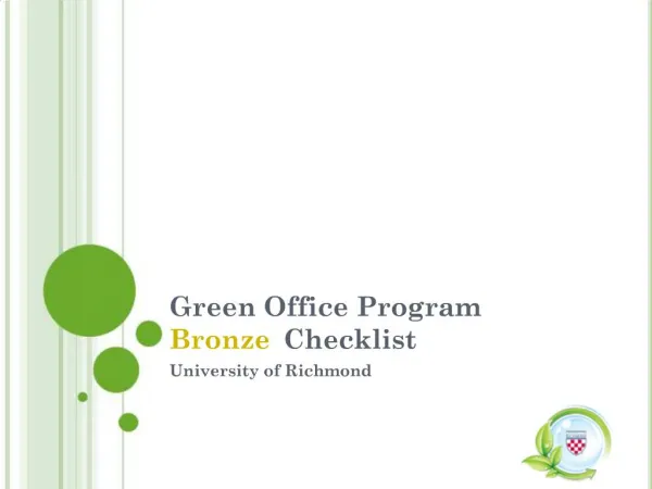 Green Office Program Bronze Checklist