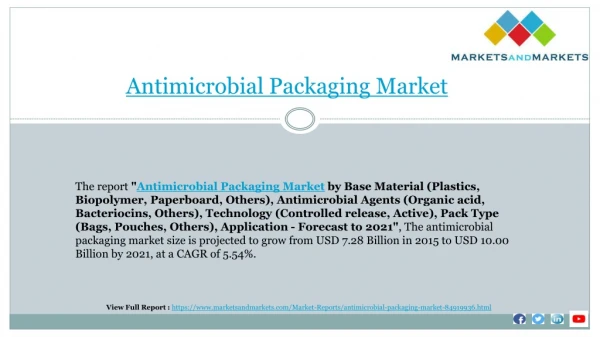 Antimicrobial Packaging Market worth 10.006 Billion USD by 2021