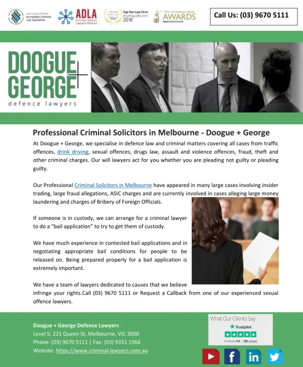 Professional Criminal Solicitors in Melbourne - Doogue George