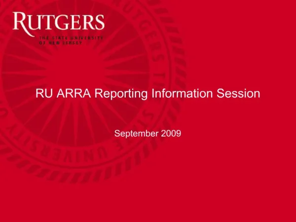 RU ARRA Reporting Information Session