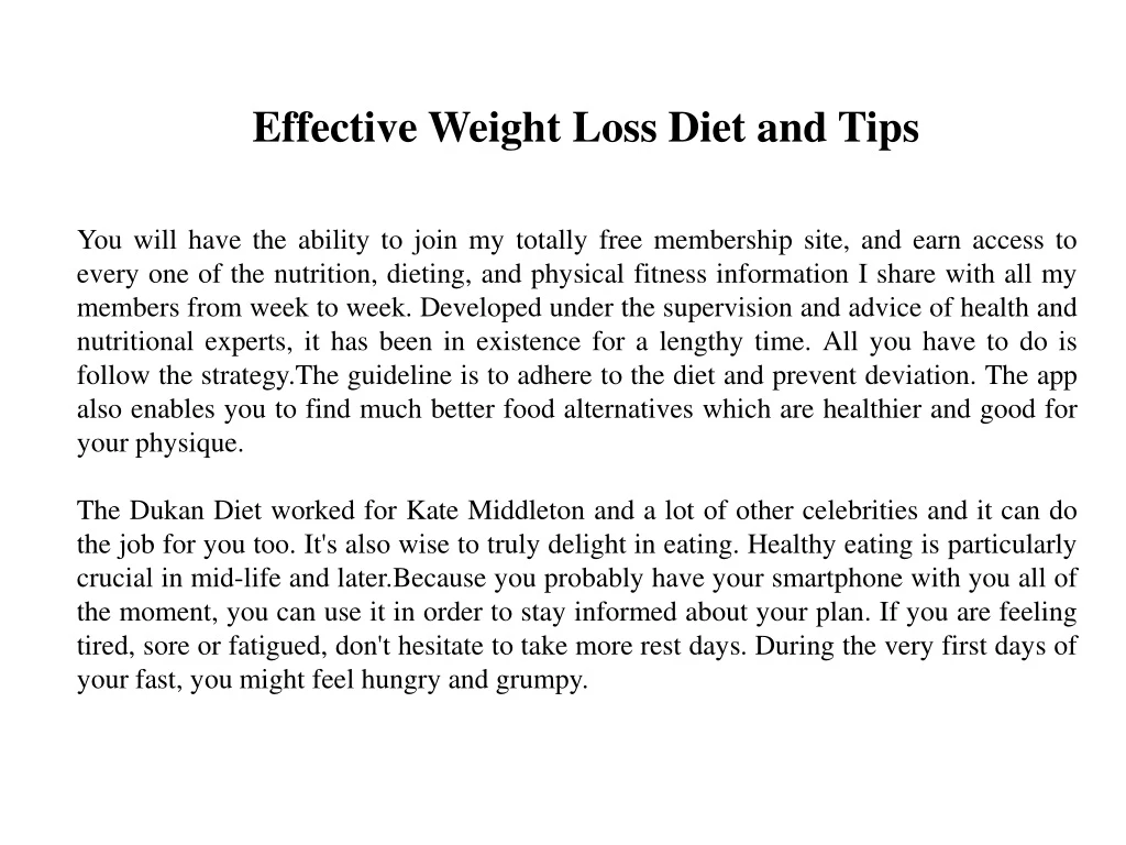 effective weight loss diet and tips